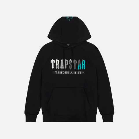 TRAPSTAR CHENILLE DECODED HOODED TRACKSUIT ‘BLACK/TEAL’