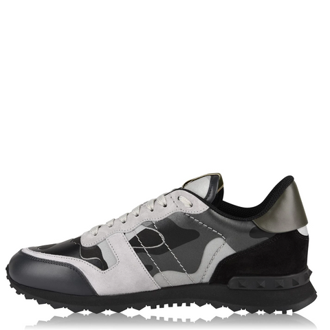 VALENTINO ROCKSTUD CAMOUFLAGE TRAINERS 'GREY & SILVER'