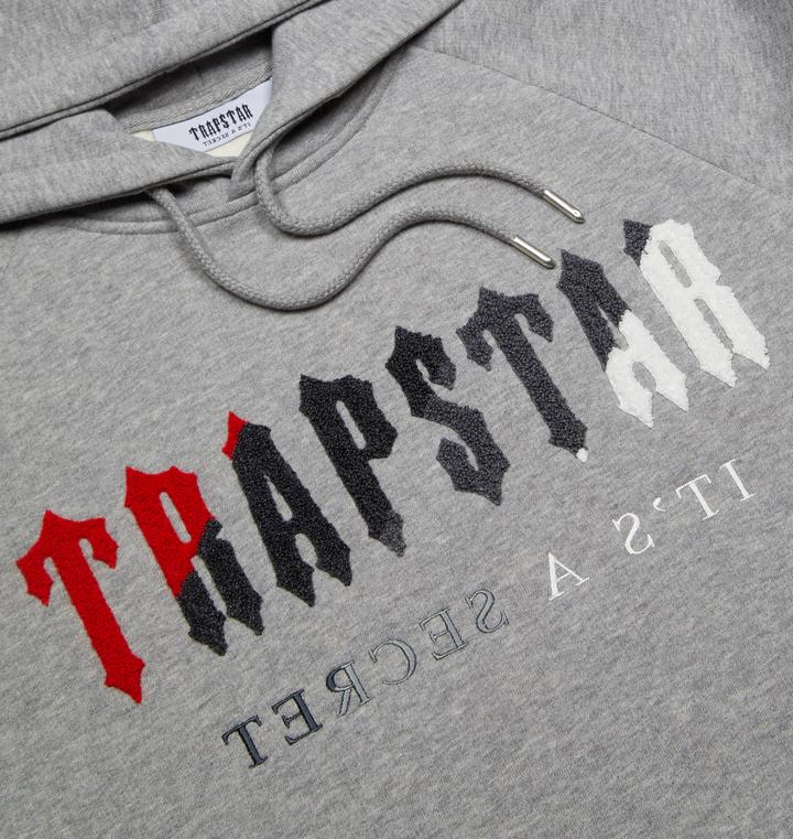 TRAPSTAR CHENILLE DECODED HOODED TRACKSUIT 'GREY/RED'