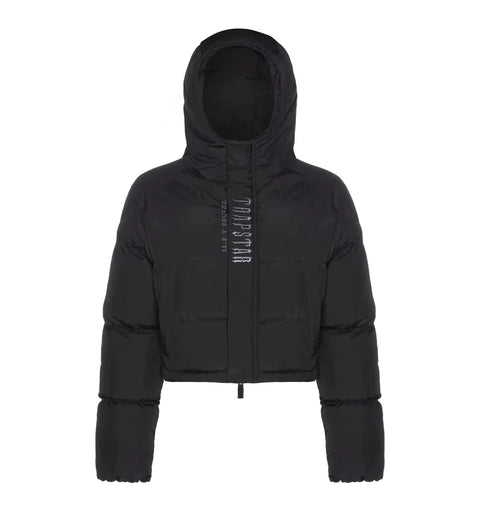 TRAPSTAR DECODED 2.0 CROPPED HOODED PUFFER JACKET ’BLACK’ (WOMENS)