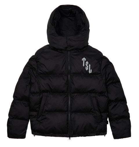 TRAPSTAR SHOOTERS HOODED PUFFER JACKET ‘BLACK REFLECTIVE’