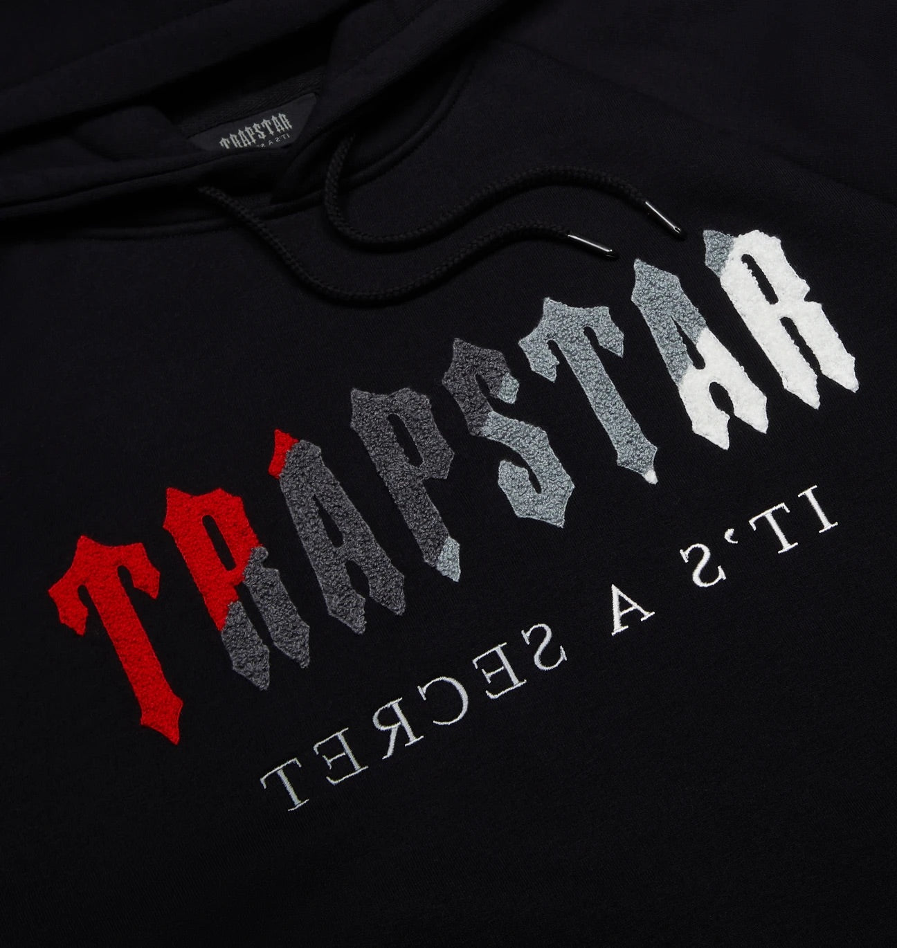 TRAPSTAR CHENILLE DECODED HOODED TRACKSUIT ‘BLACK & RED’