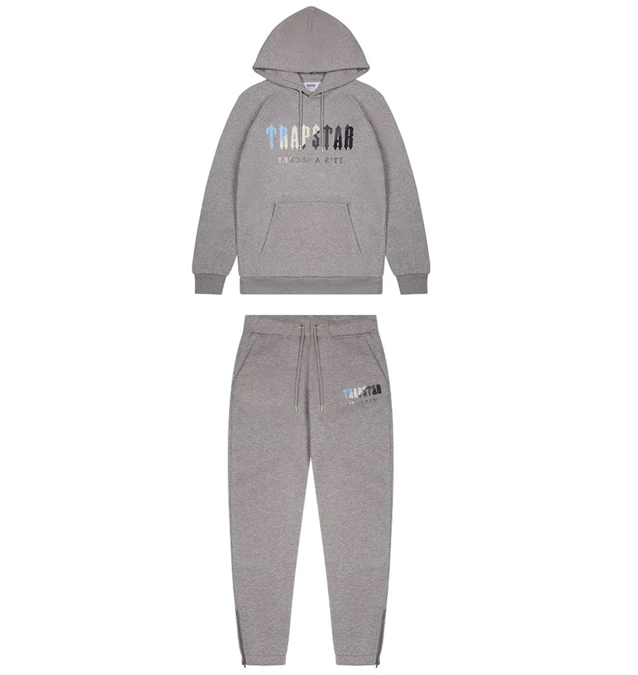 TRAPSTAR CHENILLE DECODED HOODED TRACKSUIT ‘GREY ICE’