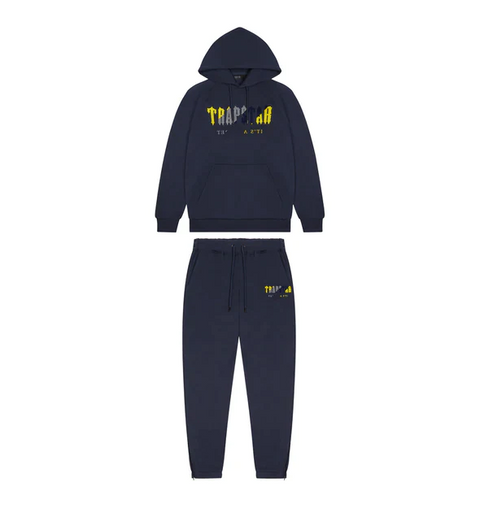 TRAPSTAR CHENILLE DECODED HOODED TRACKSUIT 'NAVY/YELLOW'